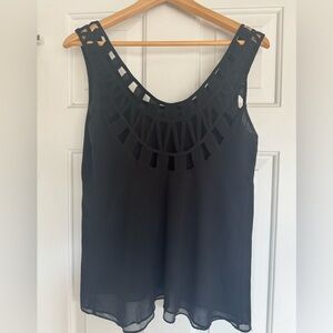 Azalea Black Sleeveless Top with Cutout Design